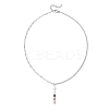 Natural & Synthetic Mixed Stone Faceted Cube & Rice Natural Pearl Beaded Pendant 304 Stainless Steel Cable Chain Twisted Chain Necklaces NJEW-JN05846-5