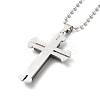 Alloy Cross Pandant Necklace with Ball Chains LS-NJEW-K245-001B-3