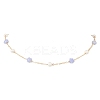 Synthetic Blue Lace Agate Star & Natural Freshwater Pearl & Brass Link Chain Necklaces NJEW-JN05687-02-2