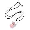 Natural Rose Quartz Mushroom Pendant Necklace NJEW-E065-01D-2