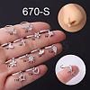 316L Surgical Stainless Steel Micro Pave Clear Cubic Zirconia Nose Rings WG1DB5B-07-1