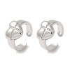 Rack Plating Brass Micro Pave Clear Cubic Zirconia Heart with Cross Cuff Earrings for Women EJEW-P280-21P-1