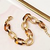 304 Stainless Steel & Resin Oval Link Chain Bracelets for Women BJEW-A169-10G-3