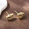 Brass Micro Pave Clear Cubic Zirconia Dog Stud Earrings EJEW-F400-09G-3