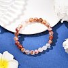 Natural Red Hematoid Quartz Round Beads Stretch Bracelets for Men Women BJEW-JB12395-1