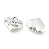 Wedding Theme Antique Silver Tone Tibetan Style Alloy Heart with Mother of the Groom Rhinestone Charms LS-TIBEP-N005-17A-1