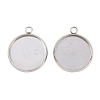 Non-Tarnish 304 Stainless Steel Pendant Cabochon Settings(Only Polish the Outside but not the Inside) STAS-G127-13-14mm-P01-1