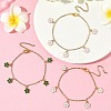3Pcs 3 Colors Flower Alloy Enamel Charm Bracelets BJEW-JB12285-1