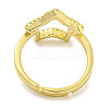 Star Rack Plating Brass Micro Pave Cubic Zirconia Adjustable Rings for Women RJEW-F162-13G-3