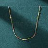 304 Stainless Steel Colorful Enamel Ball Chain Necklaces for Women LS-NJEW-K255-44G-1
