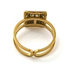 Ion Plating(IP) 304 Stainless Steel Rhinestone Square Finger Rings for Women Men STAS-Z060-01G-3