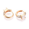Brass Micro Pave Clear Cubic Zirconia Square Hoop Earrings EJEW-T048-44G-2