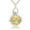 Silver Color Plated Brass Hollow Round Cage Pendants KK-J216-18S-1