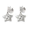 Non-Tarnish Texture Star 304 Stainless Steel Dangle Earrings EJEW-L283-018P-1