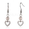 Heart Natural Gemstone Dangle Earrings EJEW-JE01884-2