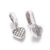Tibetan Style Alloy Heart Glue-on Flat Pad Pendant Bails TIBEP-21438-AS-NR-1