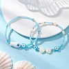2Pcs Glass with ABS Imitation Pearl Acrylic Beaded Bracelets for Women BJEW-MZ00293-1