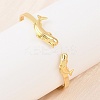 Marine Organism Brass Cuff Bangles for Women BJEW-D368-03E-G-3