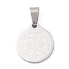 Non-Tarnish Trendy Necklace Findings Flat Round with San Benito 304 Stainless Steel Charms Pendants LS-STAS-L012-A08P-2