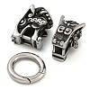 Tibetan Style 304 Stainless Steel Spring Gate Rings FIND-Z046-04AS-02-1