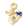Brass Cubic Zirconia Travel European Dangle Charms KK-R002-20G-03-1