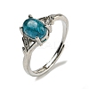 Oval Natural Apatite Adjustable Rings RJEW-Q818-01P-09A-2