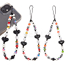 ARRICRAFT 2Pcs Colorful Beads Plastic Pearl Heart Beaded Chain Moblie Straps AJEW-AR0001-61-1