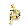 Brass Micro Pave Clear Cubic Zirconia Pendants KK-G521-01G-P-01-1
