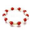 ABS Imitation Pearl Round Beads Stretch Bracelets for Women BJEW-D317-10B-G-4
