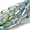 Full Rainbow Plated Faceted Teardrop Glass Bead Strands EGLA-J096-FR05-1