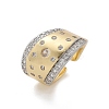 Brass Micro Pave Clear Cubic Zirconia Cuff Rings for Women RJEW-U041-23G-4