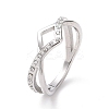 Crystal Rhinestone Wave Finger Ring RJEW-D120-15B-P-1