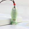 Fish Porcelain Whistle Pendant Necklaces with Adjustable Wax Cord FS-WG46CDC-01-2