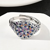 Brass Micro Pave Cubic Zirconia Cuff Rings for Women RJEW-A069-13P-4