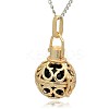 Golden Tone Brass Hollow Round Cage Pendants KK-J235-06G-2