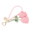 Handmade Cotton Yarn Crochet Lily of the Valley & Glass Pearl Round Bead Pendant Decorations HJEW-JM04389-04-5