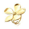 Flower 304 Stainless Steel Open Cuff Ring for Women RJEW-R006-03G-02-4