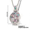 Brass Pave Colorful Cubic Zirconia Letter Pendant Box Chain Necklaces NU0575-29-1
