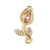 Brass Pave Cubic Zirconia Tulip Flower Connector Charms KK-I276-51G-02-1