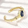 Hexagon Brass Pave Natural Gemstone & Cubic Zirconia Cuff Bangles for Women BJEW-Z172-01G-5