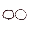 Chip & Round Natural Garnet Beaded Stretch Bracelets for Women BJEW-JB10189-04-3