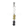 Faceted Round Natural Quartz Crystal & Labradorite & Black Spinel Beaded Pendants PALLOY-JF03529-08-1