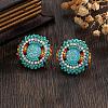 Bohemian Style Vintage Colorful Glass Seed Bead & Rhinestone Beaded Stud Earrings VY5957-1-1