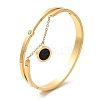 Enamel Flat Round Charms Bangles BJEW-F474-17G-1
