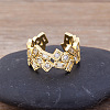Brass Micro Pave Cubic Zirconia Adjustable Open Rings FS-WG624C0-01-4