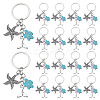 20Pcs Ocean Themne Synthetic Turquoise & Alloy Keychain KEYC-NB00016-1