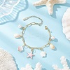 Natural Freshwater Shell Beads & Alloy Enamel Charm Bracelets BJEW-JB12214-01-1