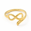 Ion Plating(IP) 304 Stainless Steel Hollow Out Infinity Finger Ring for Women RJEW-B027-14G-2