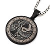 Retro Mandala 201 Stainless Steel Box Chain Constellation Pendant Necklaces for Women Men NJEW-M223-01A-1