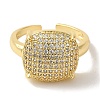 Rack Plating Brass Micro Pave Clear Cubic Zirconia Cuff Ring RJEW-P104-01G-2